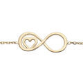 Bracelet en argent rhodi&eacute; et dorure jaune cha&icirc;ne avec motif infini et coeur 16+3cm