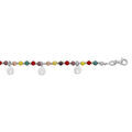 Bracelet en argent rhodi&eacute; rang&eacute;e de pierres facet&eacute;es multi couleurs et pampilles arbre de vie 16+3cm Artemare