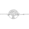 Bracelet en argent rhodi&eacute; cha&icirc;ne avec pastille arbre de vie granit&eacute; 15mm 16+3cm