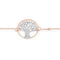 Bracelet en argent et dorure rose cha&icirc;ne avec pastille arbre de vie granit&eacute; 15mm 16+3cm Artemare
