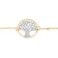 Bracelet en argent et dorure jaune cha&icirc;ne avec pastille arbre de vie granit&eacute; 15mm 16+3cm