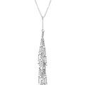 Collier en argent rhodi&eacute; forme Y pendentif multi fils 42+3cm
