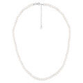 Collier en argent rhodi&eacute; rang de perles d'eau douce 5mm irr&eacute;guli&eacute;res 41+4cm