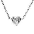 Collier en argent rhodi&eacute; avec coeur oxyde blancs sertis 37+3cm