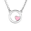 Collier en argent rhodi&eacute; cercle avec petit coeur rose 35+5cm