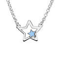Collier en argent rhodi&eacute; &eacute;toile avec petite &eacute;toile bleue 35+5cm