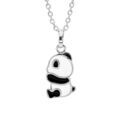 Colliers sur Artemare : Collier en argent rhodi&eacute; cha&icirc;ne avec pendentif panda noir et blanc 36+2cm