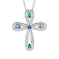 Collier en argent rhodi&eacute; cha&icirc;ne avec pendentif croix empierr&eacute;e 40+5cm Artemare
