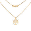 Collier en argent et dorure jaune double cha&icirc;ne avec pendentif arbre de vie et boules 40+5cm Artemare