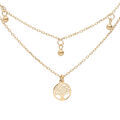 Colliers sur Artemare : Collier en argent et dorure jaune double cha&icirc;ne avec pendentifs arbre de vie et 3 boules 40+5cm
