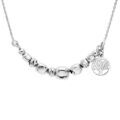Collier en argent rhodi&eacute; cubes et boules avec pampille arbre de vie 43+2cm