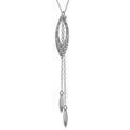 Collier en argent rhodi&eacute; forme Y cha&icirc;ne avec pampilles plumes et cha&icirc;nettes 40+5cm