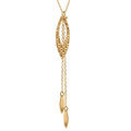 Collier en argent rhodi&eacute; et dorure jaune forme Y cha&icirc;ne avec pampilles plumes et cha&icirc;nettes 40+5cm Artemare