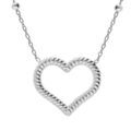 Collier en argent rhodi&eacute; cha&icirc;ne avec pendentif coeur torsad&eacute; &eacute;vid&eacute; 40+5cm Artemare