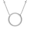 Collier en argent rhodi&eacute; cha&icirc;ne avec pendentif cercle torsad&eacute; &eacute;vid&eacute; 40+5cm
