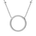 Collier en argent rhodi&eacute; cha&icirc;ne avec pendentif cercle torsad&eacute; &eacute;vid&eacute; 40+5cm Artemare