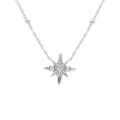 Colliers sur Artemare : Collier en argent rhodi&eacute; cha&icirc;ne avec pendentif petite &eacute;toile Edelweis d'oxydes blancs sertis 42+3cm