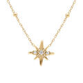 Collier en argent et dorure jaune cha&icirc;ne avec pendentif petite &eacute;toile Edelweis d'oxydes blancs sertis 42+3cm Artemare