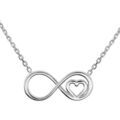 Collier en argent rhodi&eacute; cha&icirc;ne avec pendentif infini et coeur 42+3cm