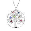 Collier en argent rhodi&eacute; cha&icirc;ne avec pendentif arbre de vie orn&eacute; d'xydes multi couleurs 40+4cm