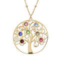 Collier en argent et dorure jaune pendentif arbre de vie orn&eacute; d'oxydes multi couleurs 40+4cm