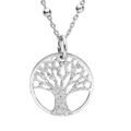 Colliers sur Artemare : Collier en argent rhodi&eacute; cha&icirc;ne avec pendentif arbre de vie granit&eacute; 15mm 38+5cm
