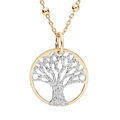 Colliers sur Artemare : Collier en argent et dorure jaune cha&icirc;ne avec pendentif arbre de vie granit&eacute; 15mm 38+5cm