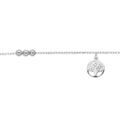 Cha&icirc;ne de cheville en argent rhodi&eacute; cha&icirc;ne avec pampille arbre de vie et boules 23+3cm