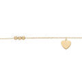 Cha&icirc;ne de cheville en argent et dorure jaune avec pampille coeur et infini 23+3cm