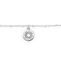 Cha&icirc;ne de cheville en argent rhodi&eacute; avec pastille soleil 23+3cm