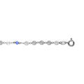 Cha&icirc;ne de cheville en argent rhodi&eacute; avec pastilles diamant&eacute;es pierres facett&eacute;s 23+2cm Artemare