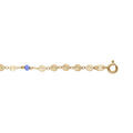 Cha&icirc;ne de cheville en argent et dorure jaune avec pastilles diamant&eacute;s pierres facett&eacute;s 23+2cm