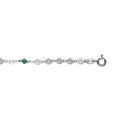 Chaine sur Artemare : Cha&icirc;ne de cheville en argent rhodi&eacute; avec pastilles diamant&eacute;es et pierres vertes facett&eacute;es 23+2cm