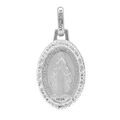 Pendentif en argent rhodi&eacute; M&eacute;daille ovale miraculeuse avec Vierge Marie et contour oxydes blancs sertis Artemare
