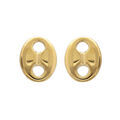 Boucles d'oreille en acier et PVD jaune maille grain de caf&eacute; massive 10*8mm