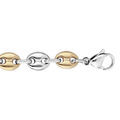 Bracelet en acier bicolore maille grain caf&eacute; massive 8mm 21,5cm Artemare