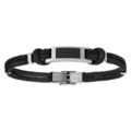 Bracelet en acier cordon noir en coton avec effet cuir sur le dessus r&eacute;glable 21cm Artemare