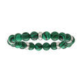 Bracelet homme extensible avec boules Malachite imitation rondelles acier 60mm Artemare