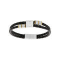 Bracelet en acier et cuir marron tress&eacute; avec &eacute;l&eacute;ment motif ancre 20cm