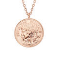 Colliers sur Artemare : Collier en acier et PVD rose cha&icirc;ne avec pendentif fausse pi&egrave;ce de monnaie 40+5cm