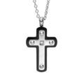 Collier en acier cha&icirc;ne avec pendentif croix contour PVD 46+5cm Artemare