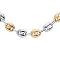 Collier en acier bicolore maille grain caf&eacute; massive 8mm 54cm