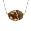 Collier en acier cha&icirc;ne avec pierre naturelle Serpentine 42+3cm (calme & responsabilit&eacute;) Artemare
