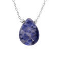 Collier en acier cha&icirc;ne avec pierre naturelle Dumorti&eacute;rite 42+3cm (sagesse & intuition)
