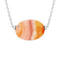 Collier en acier cha&icirc;ne avec pierre naturelle Jade jaune 42+3cm (equilibre & honnetet&eacute;)