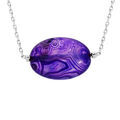 Colliers sur Artemare : Collier en acier cha&icirc;ne avec pierre naturelle Agate violette 42+3cm (spiritualit&eacute;)