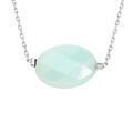 Collier en acier cha&icirc;ne avec pierre naturelle Amazonite 42+3cm (tendresse & positivit&eacute;)