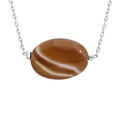 Collier en acier cha&icirc;ne avec pierre naturelle Agate du bostwana 42+3cm (bonheur)