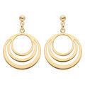 Boucles d'oreille sur Artemare : Boucles d'oreille pendantes en plaqu&eacute; or avec 3 cercles suspendus et fermoir poussette