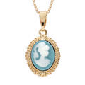 Colliers sur Artemare : Collier en plaqu&eacute; or cha&icirc;ne avec pendentif Cam&eacute;e sur fond turquoise 40+5cm